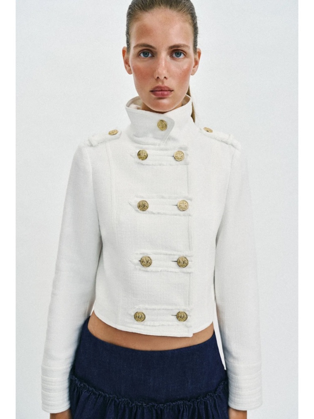 ZARA NWT Gold Button Funnel Wrap Jacket